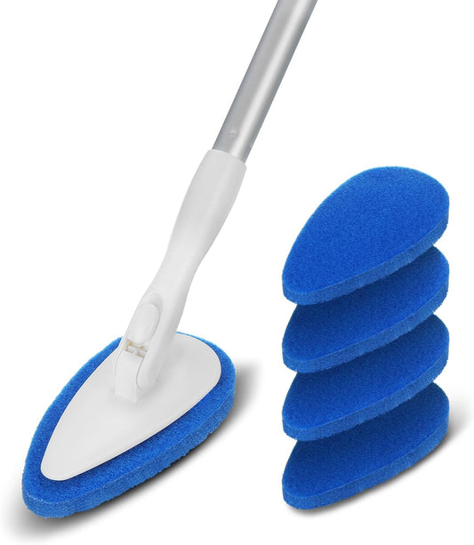Qaestfy-Shower-Bathtub-Tub-Tile-Scrubber-Cleaning-Brush-with-51''-Handle,-5-Non-Scratch-Scouring-Pads,-879