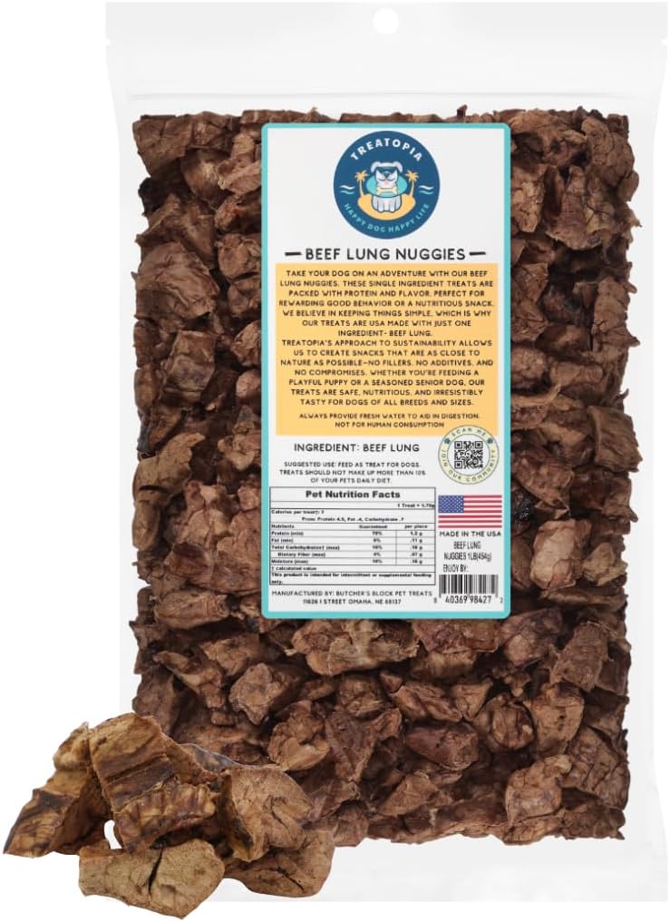 TREATOPIA-Beef-Lung-Nuggies-Dog-Treats,-1-LB-Bag---All-Natural,-Healthy,-2401