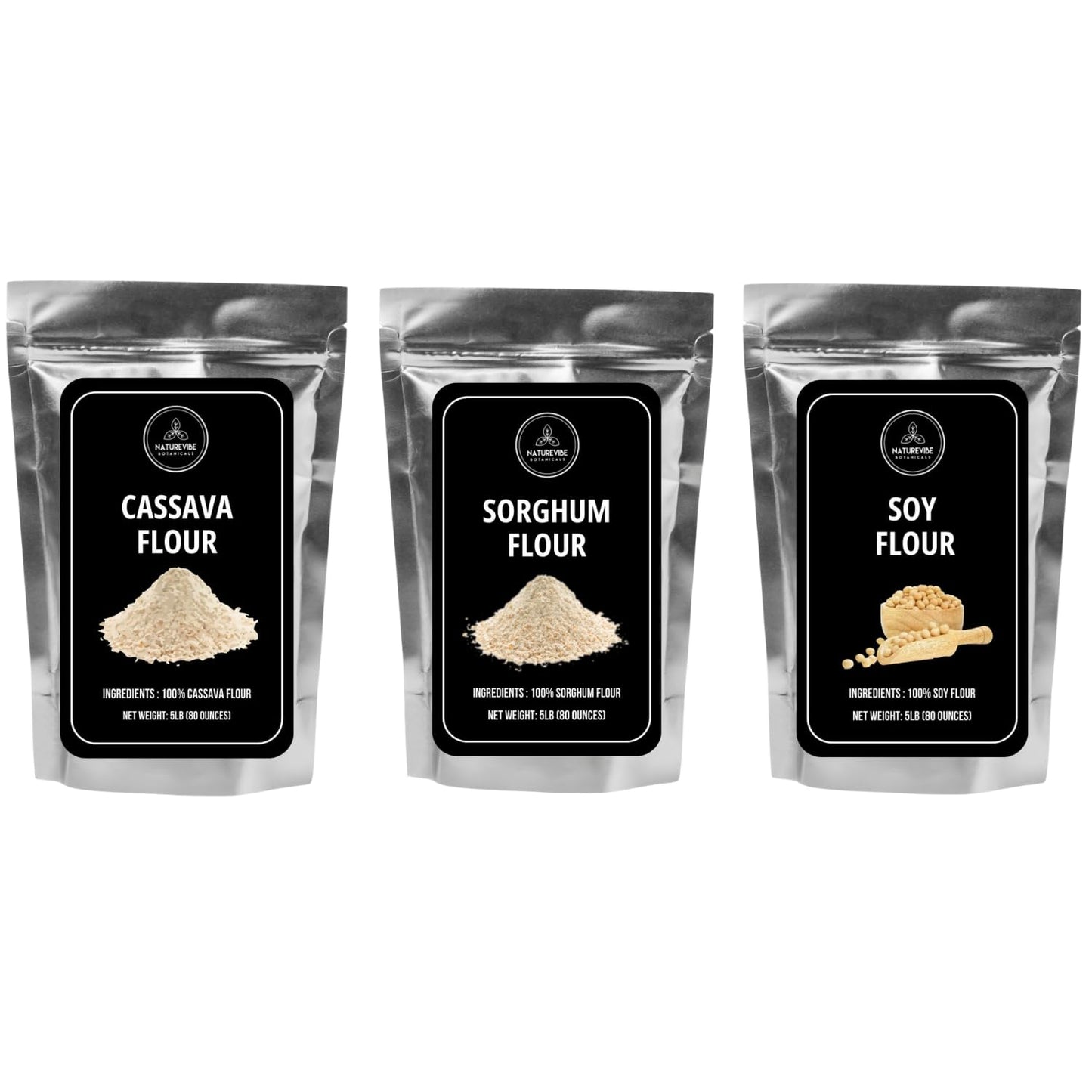 Cassava-Flour-5lbs,-Sorghum-Flour-5lb-&-Defatted-Soy-Flour-5lbs-|-56