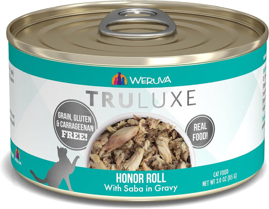 Weruva-Truluxe-Cat-Food,-Honor-Roll-with-Wild-Caught-Saba-in-Gravy,-3oz-Can,-404