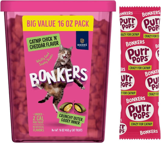 Bonkers-Cat-Treats,-Catnip-&-Chicken-Cheddar-Flavor,-Crunchy-&-Gooey,-16-oz-Value-207