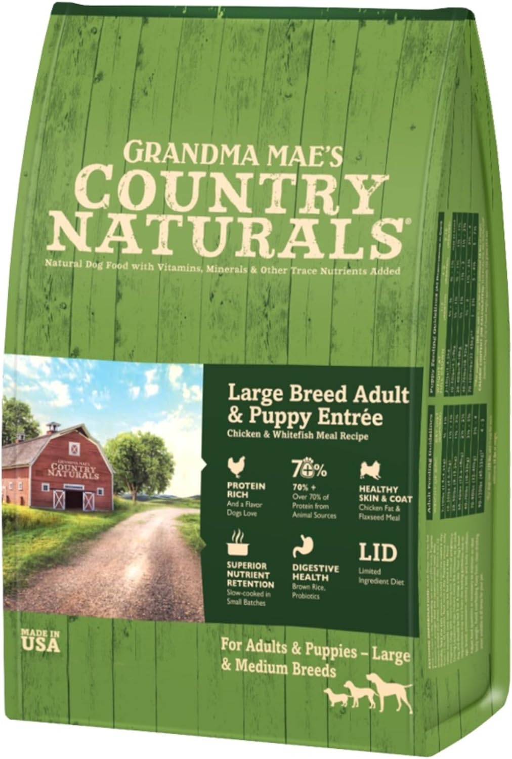 Grandma-Mae's-Country-Naturals-Alimento-seco-para-perros,-fórmula-695