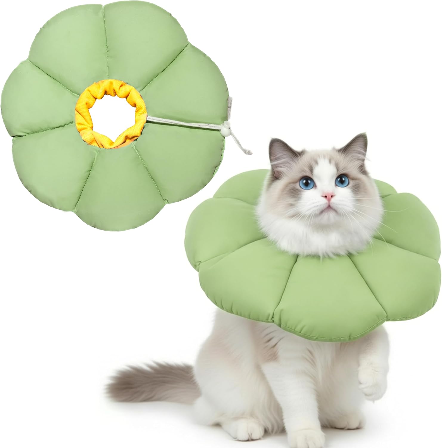 Soft-Cat-Cone-Collar-After-Surgery,-Cat-Recovery-Collar,Green,Medium-|-Stop-Licking-Wounds,-399