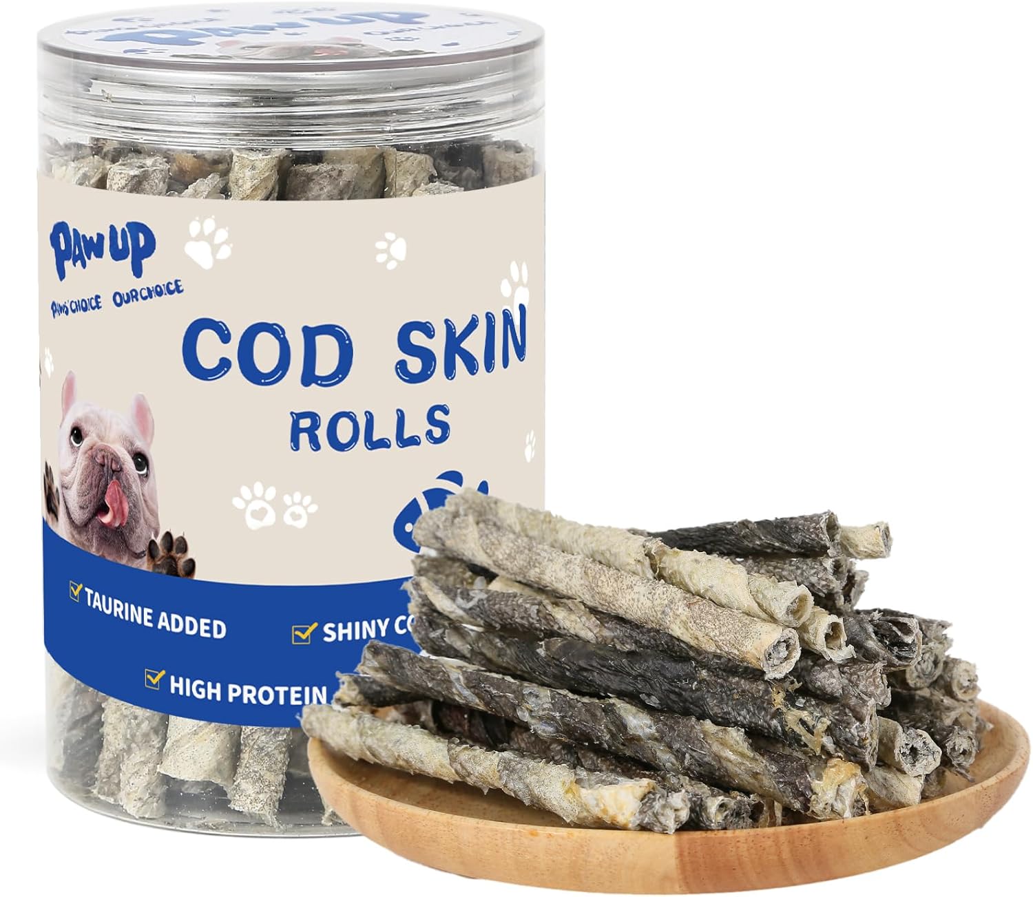 PAWUP-Cod-Skin-Rolls-Dog-Treats,-Natural-Fish-Skin-Chews-with-Taurine,-2403