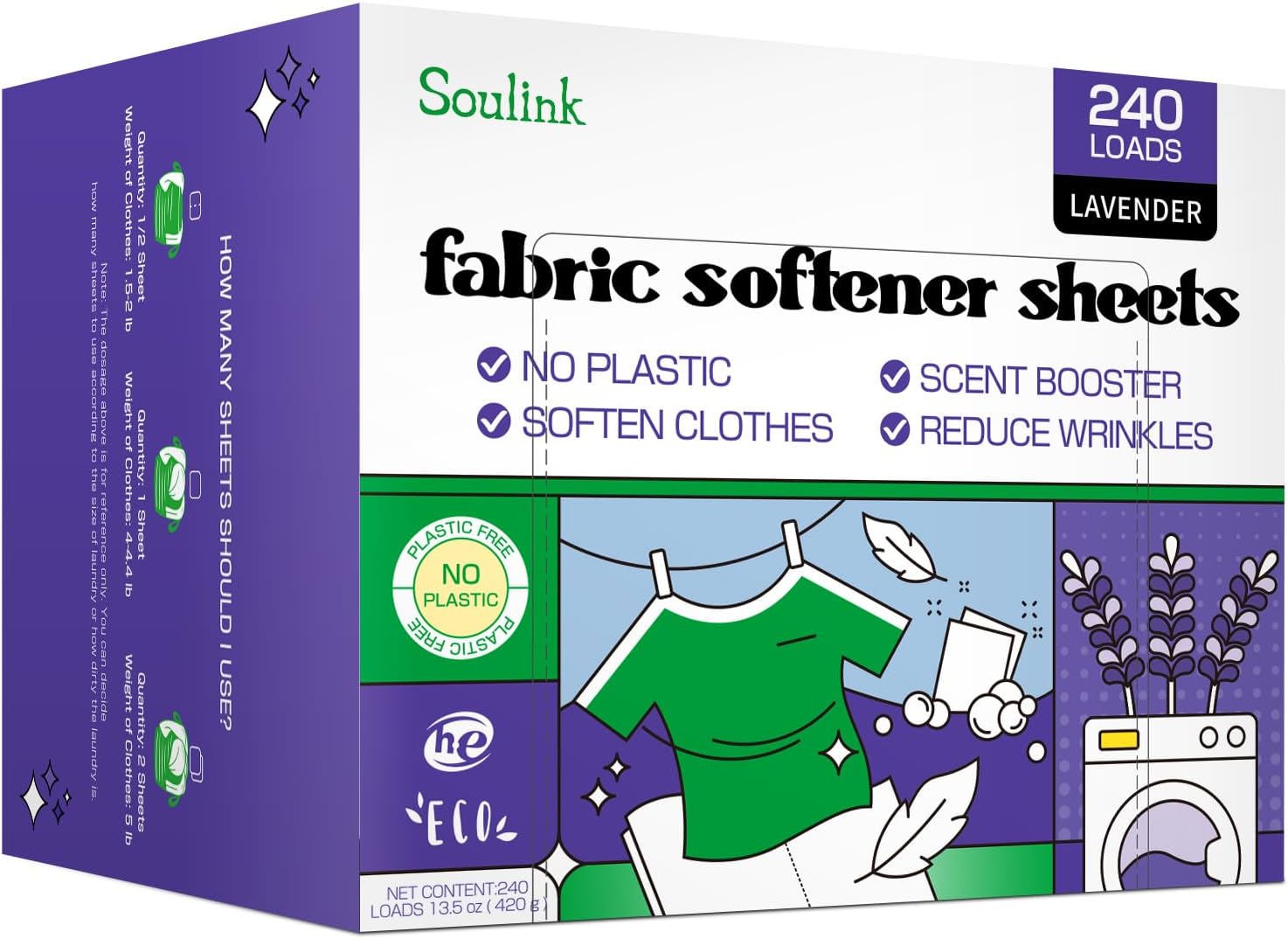 Soulink-Fabric-Softener-Sheets-for-Washing-Machine,-No-Plastic-Jug-Soap-Strips,-798