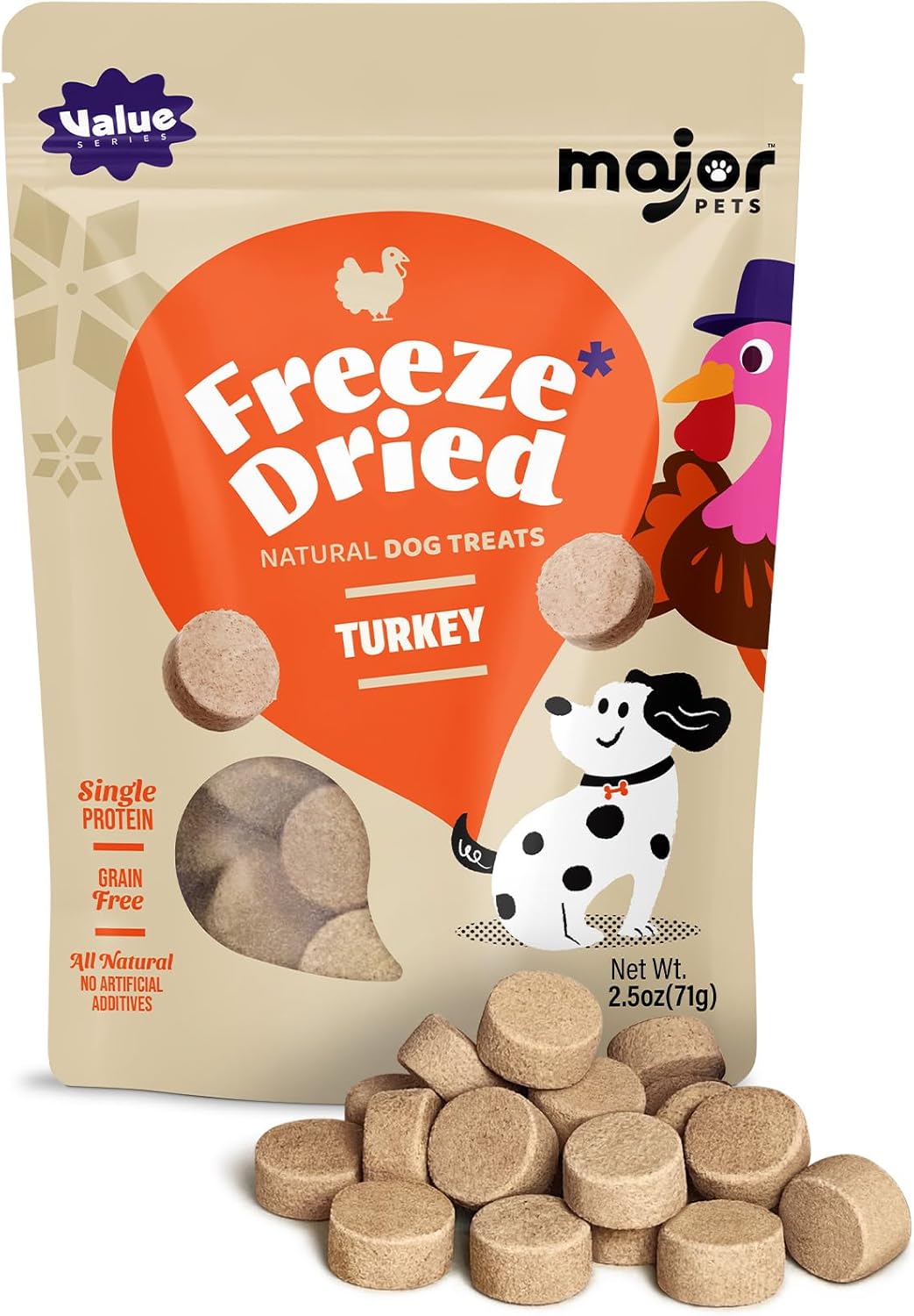 MAJOR-PETS-Freeze-Dried-Turkey-Dog-&-Cat-Treats,-Quality-High-Hypoallergenic,-142