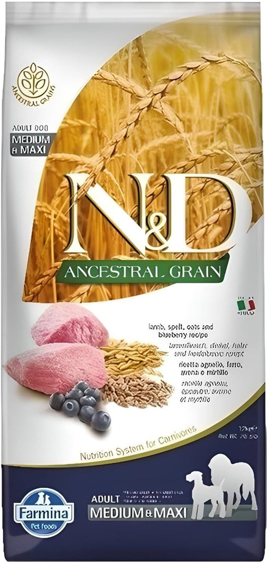 Farmina-N&D-Ancestral-Grain-Formula-Medium-&-Maxi-Lamb,-739