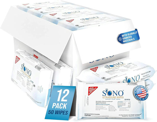 SONO Toallitas desinfectantes multiusos por ultrasonido 12 pack con 50 cada uno