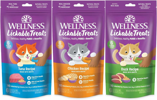 Wellness-Lickable-Treats-Soft-Puree-Natural-Grain-Free-Adult-Cat-Treats,-Variety-Pack,-Contains-152