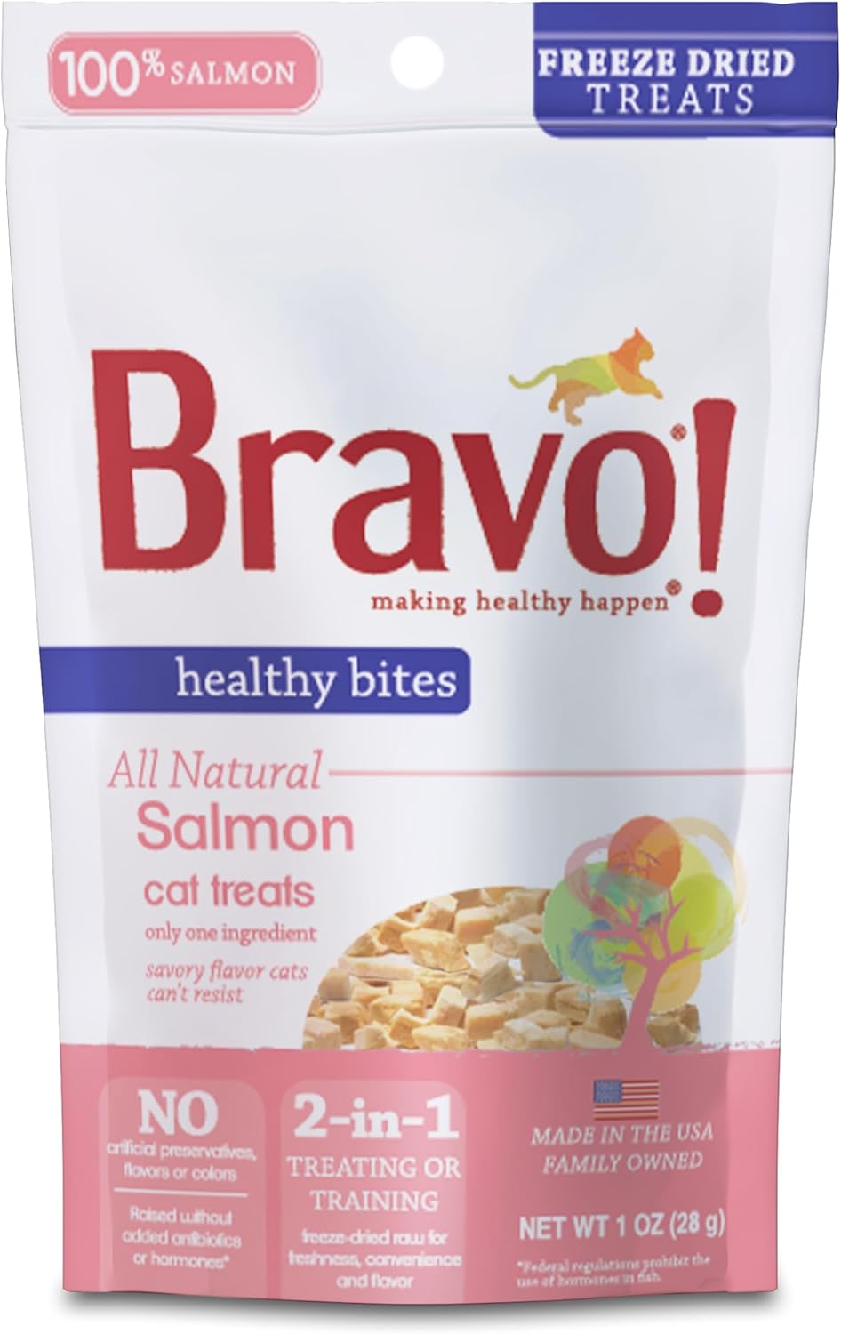 Bravo!-Healthy-Bites-Single-Ingredient-Freeze-Dried-Raw-Cat-Treats,-Salmon,-1-Ounce,-High-274