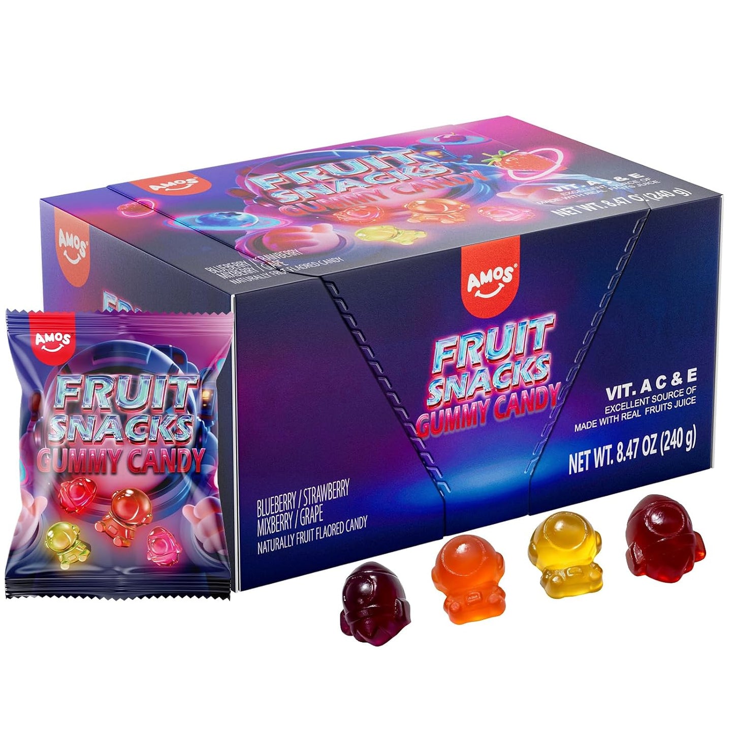 Amos-Fruit-Snacks-Gummy-Candy,-Astronaut-Space-Gummies,-Made-with-Fruit--Puree,-Mixed-Berry-Fortified-120