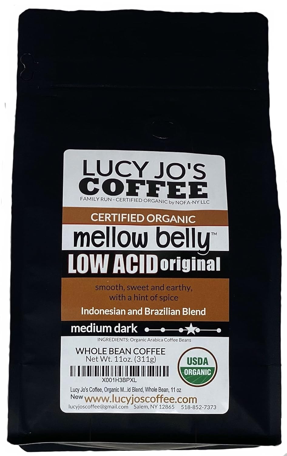 Lucy-Jo's-Coffee,-Mezcla-orgánica-de-bajo-ácido,-grano-entero,-11-(112232