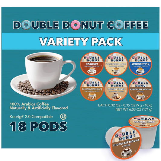 Double-Donut-Coffee-Flavored-Coffee-Variety-Pack,-Includes-Hazelnut,-Caramel,-Chocolate-Coffee-&-1350
