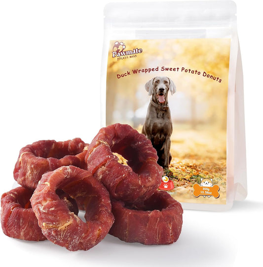 Pawmate-Dog-Treats-Duck-Wrapped-Sweet-Potato-Donuts-Rings,-Healthy-Low-Dog-1668