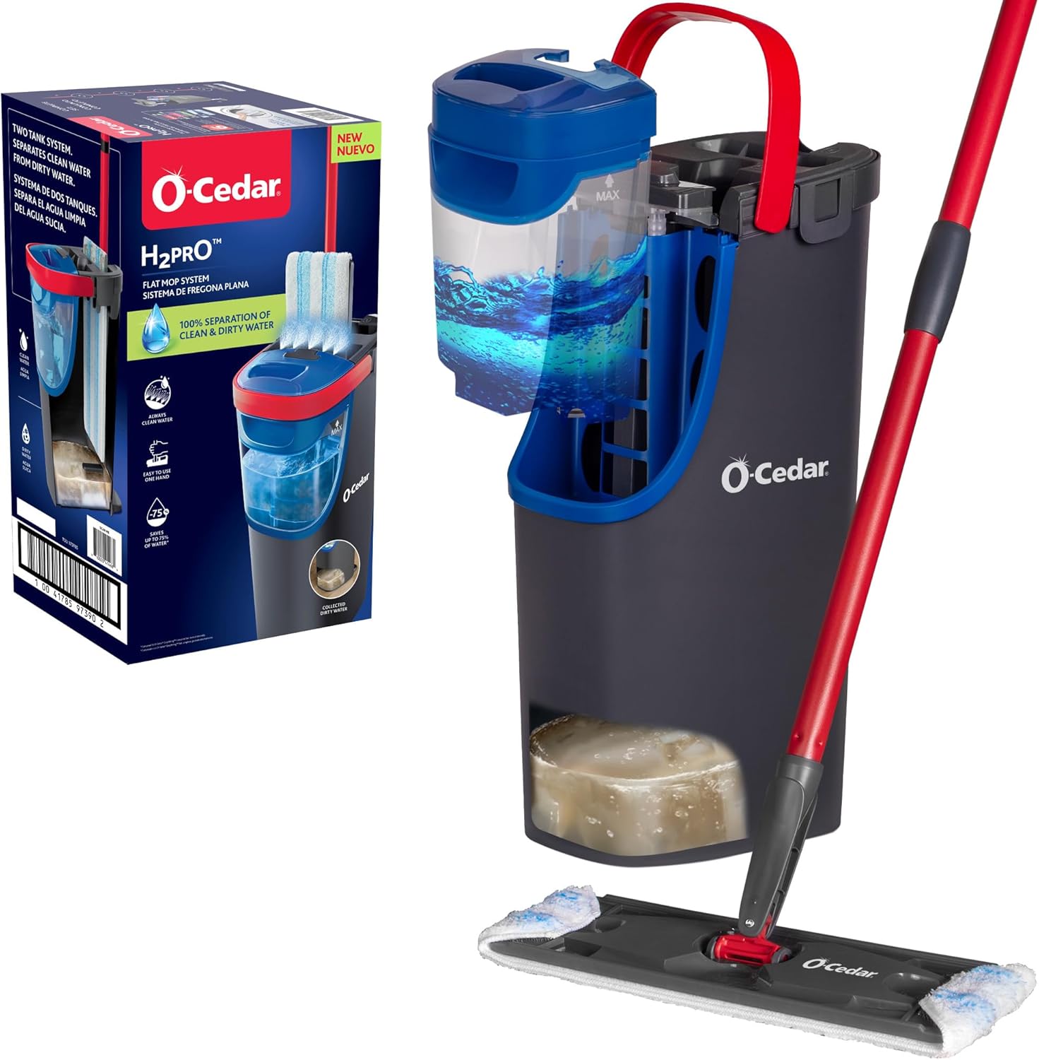 O-Cedar-H2prO-Flat-Mop-System-|-Quick-Everyday-Cleaning-|-Dual-Tank-Fresh-Water-System-|-2056