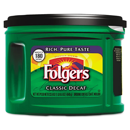 Folgers-00374EA-Coffee,-Classic-Roast-Decaffeinated,-Ground,-22-3/5oz-Can-------444