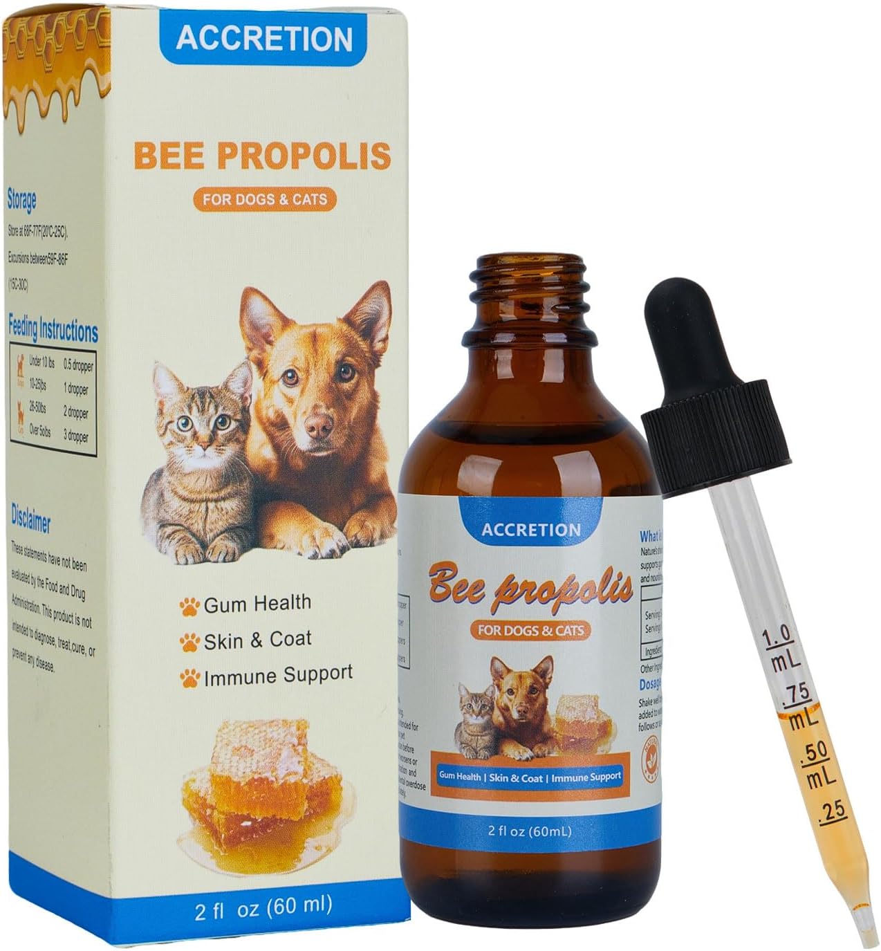 Accretion-Bee-Propolis-for-Dogs-&-Cats,-2-fl-oz,-Dental-Defense-&-477