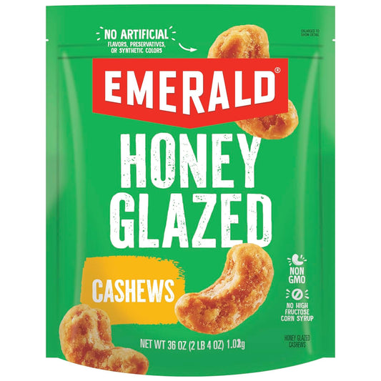 Emerald-Honey-Glazed-Cashews-(1-Pack)-|-36oz-Resealable-Bulk-Bag-|-Kosher-Certified,-|-1735