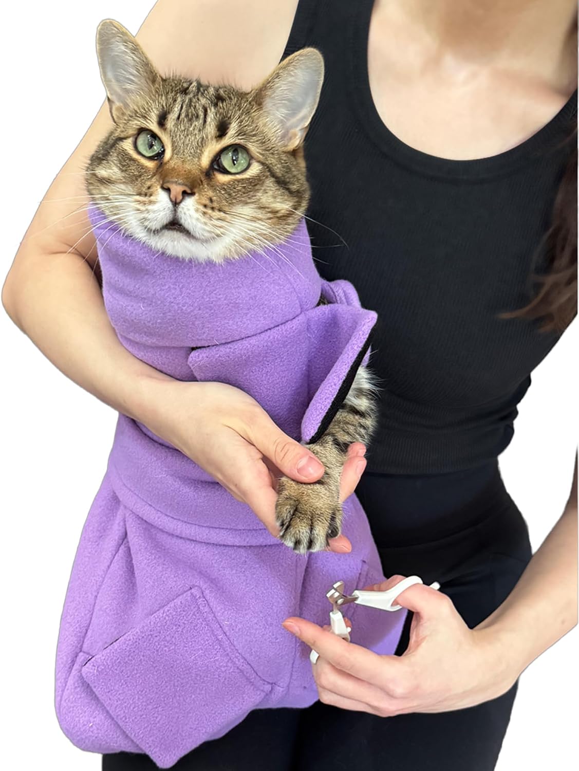 Calm-&-Cozy®-Cat-Swaddle-Wrap-for-Anxiety-&-Handling-(Lavender,-Medium)-|-1175
