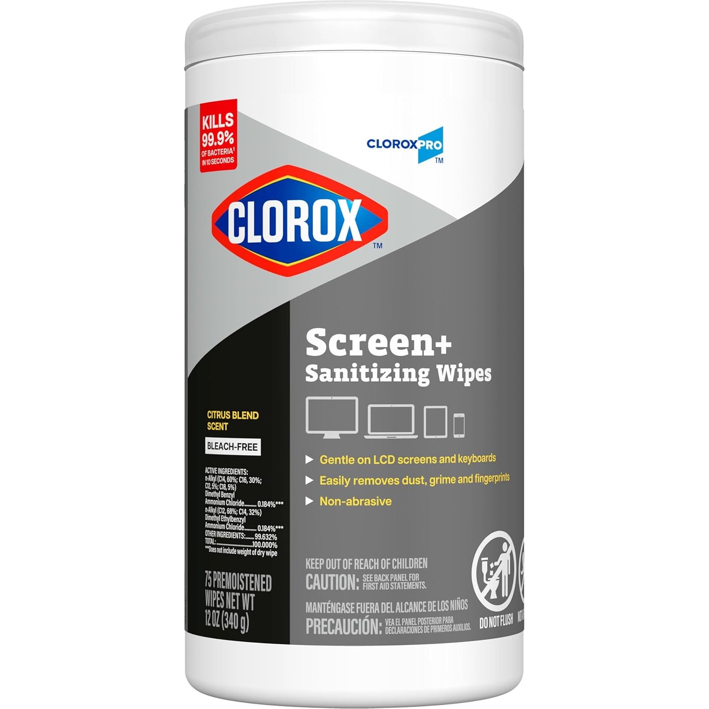CloroxPro-Clorox-Screen+-Sanitizing-Wipes,-Bleach-Free-Cleaning-Wipes,-Citrus-Blend-Scent,-75-Count---1639