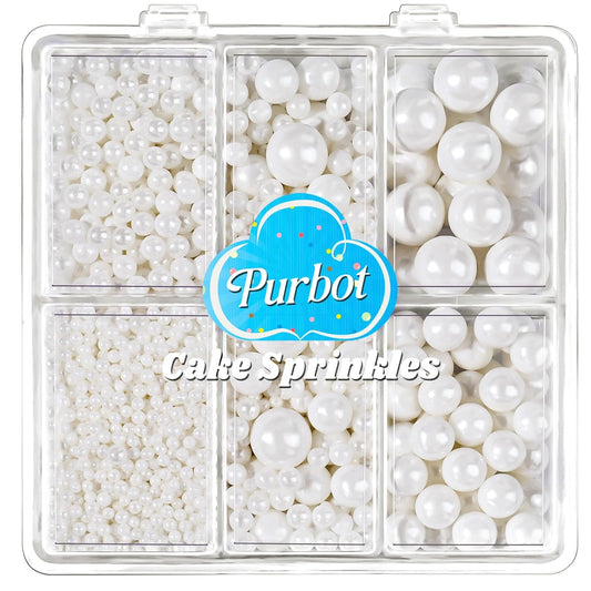 White-Pearl-Sprinkles-for-Cake-Decorating,-4-Sizes-Sugar-130g/4.6oz,-Cupcake,-Ice-Donuts,-Toppings-2274