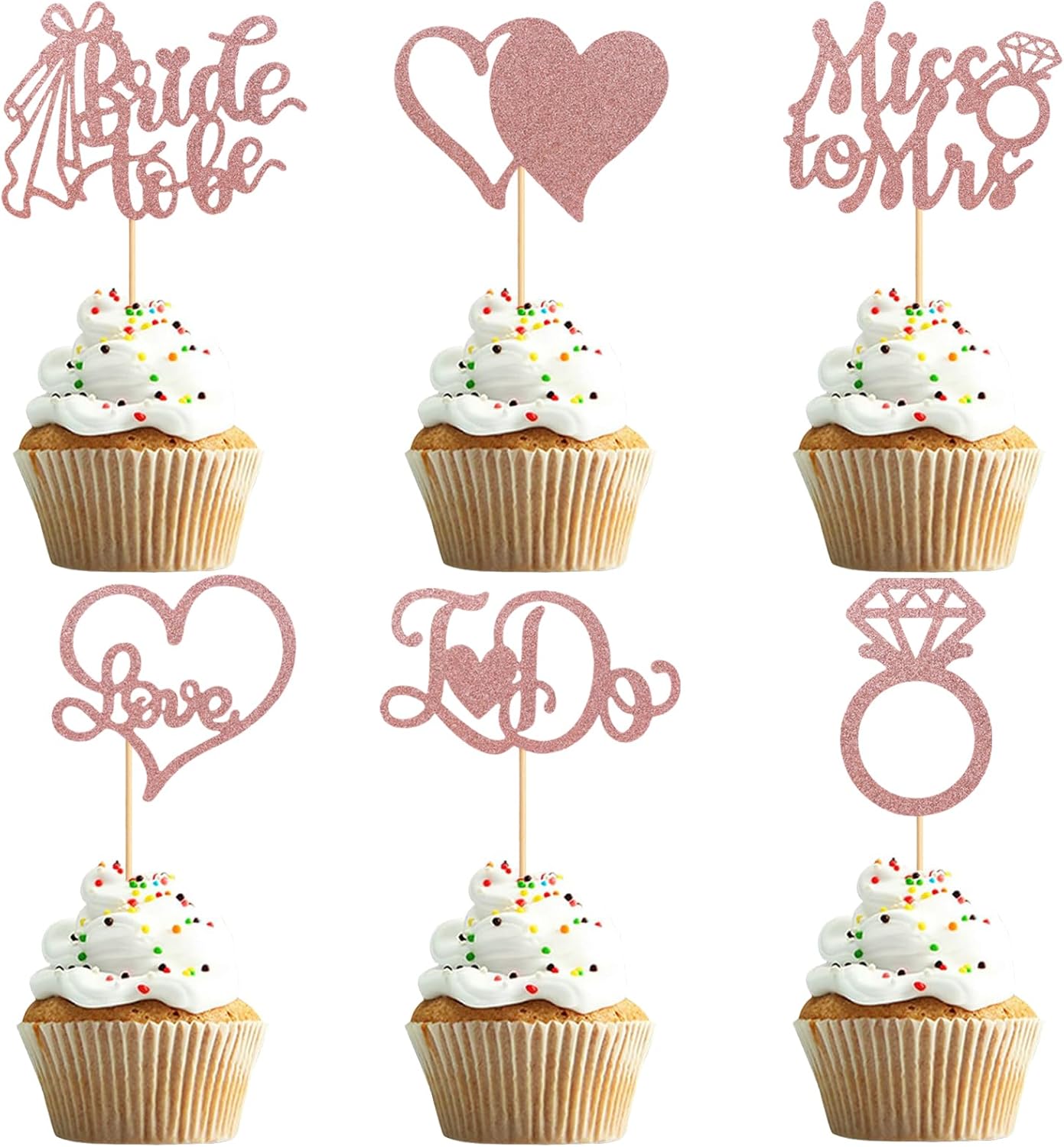 UXYOKM-24Pcs-Bridal-Shower-Cupcake-Toppers-Rose-4130