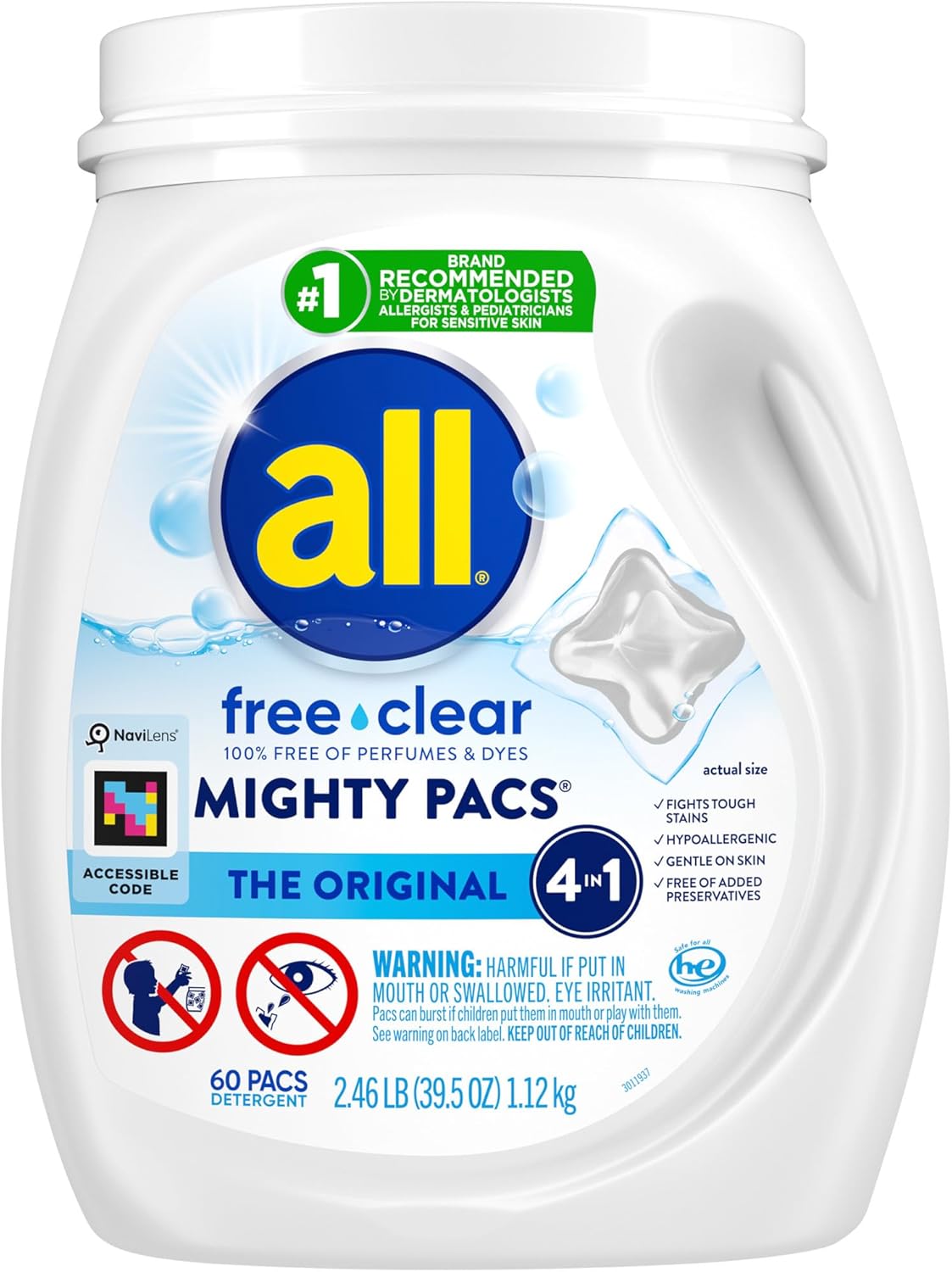 All-Mighty-Pacs-Laundry-Detergent,-Free-Clear-for-Sensitive-Skin,-Tub,-60-1734