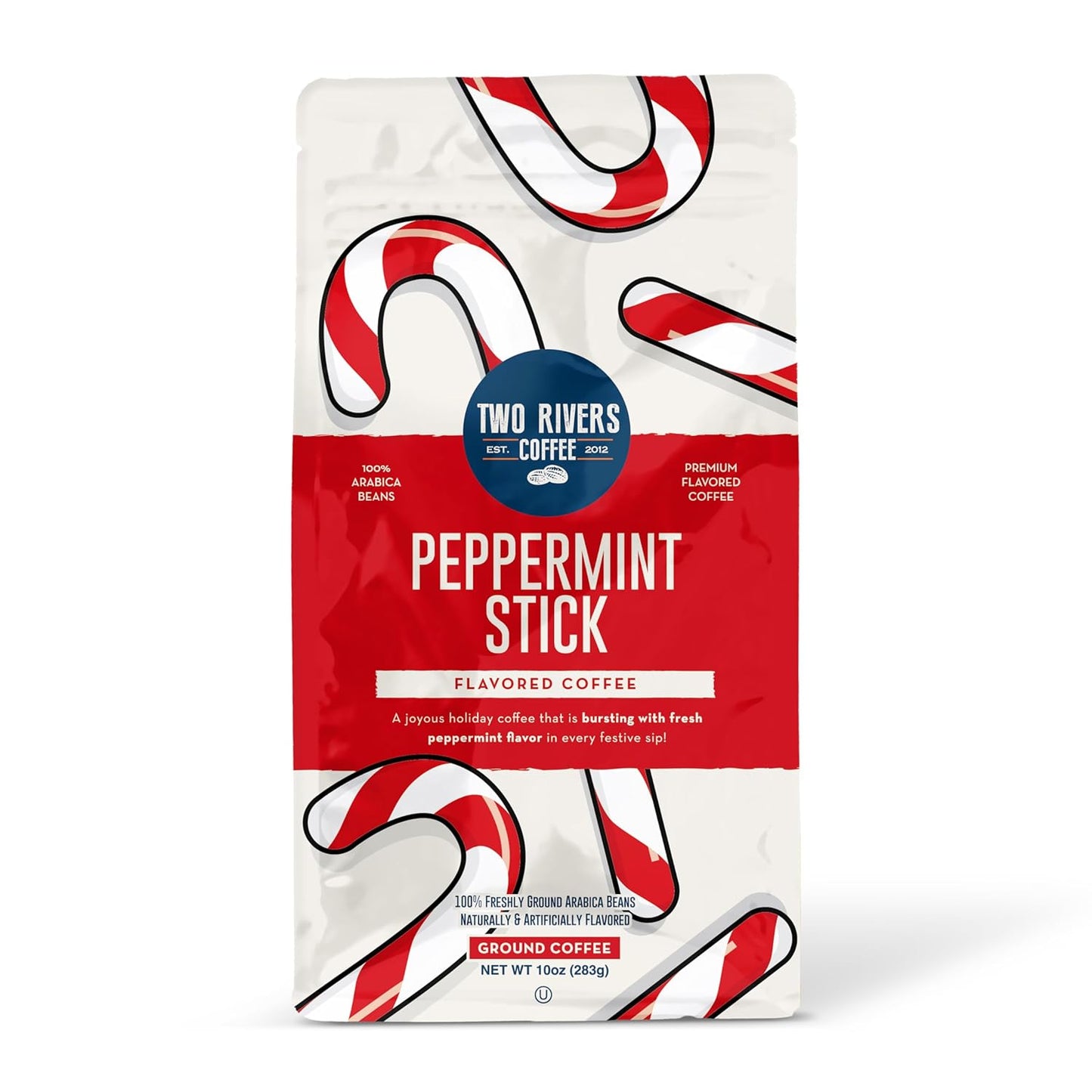 Two-Rivers-Coffee-Peppermint-Stick-Flavored-Ground-Coffee,-Perfectly-Balanced,-Always-Smooth,-Made-2048