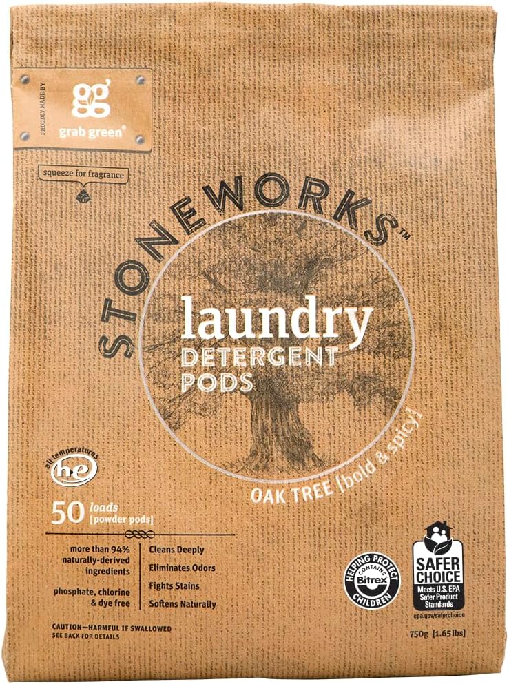 Grab-Green-Stoneworks-Natural-Laundry-Detergent-Powder-Pods,-Oak-Tree,-3641