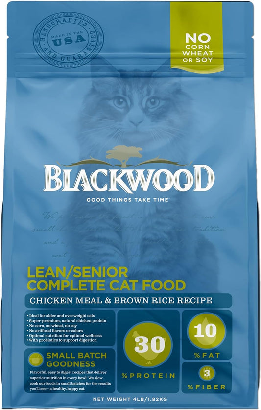 Blackwood-Dry-Cat-Food,-Lean-/-Senior-Formula,-Chicken-Meal-&-Rice-4-Bag,448