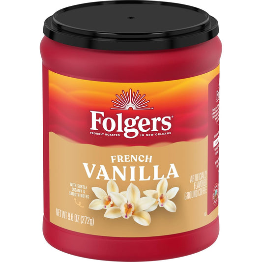 Folgers-Café-molido-con-sabor-a-vainilla-francesa,-recipiente-de-9.6-(paquete2683