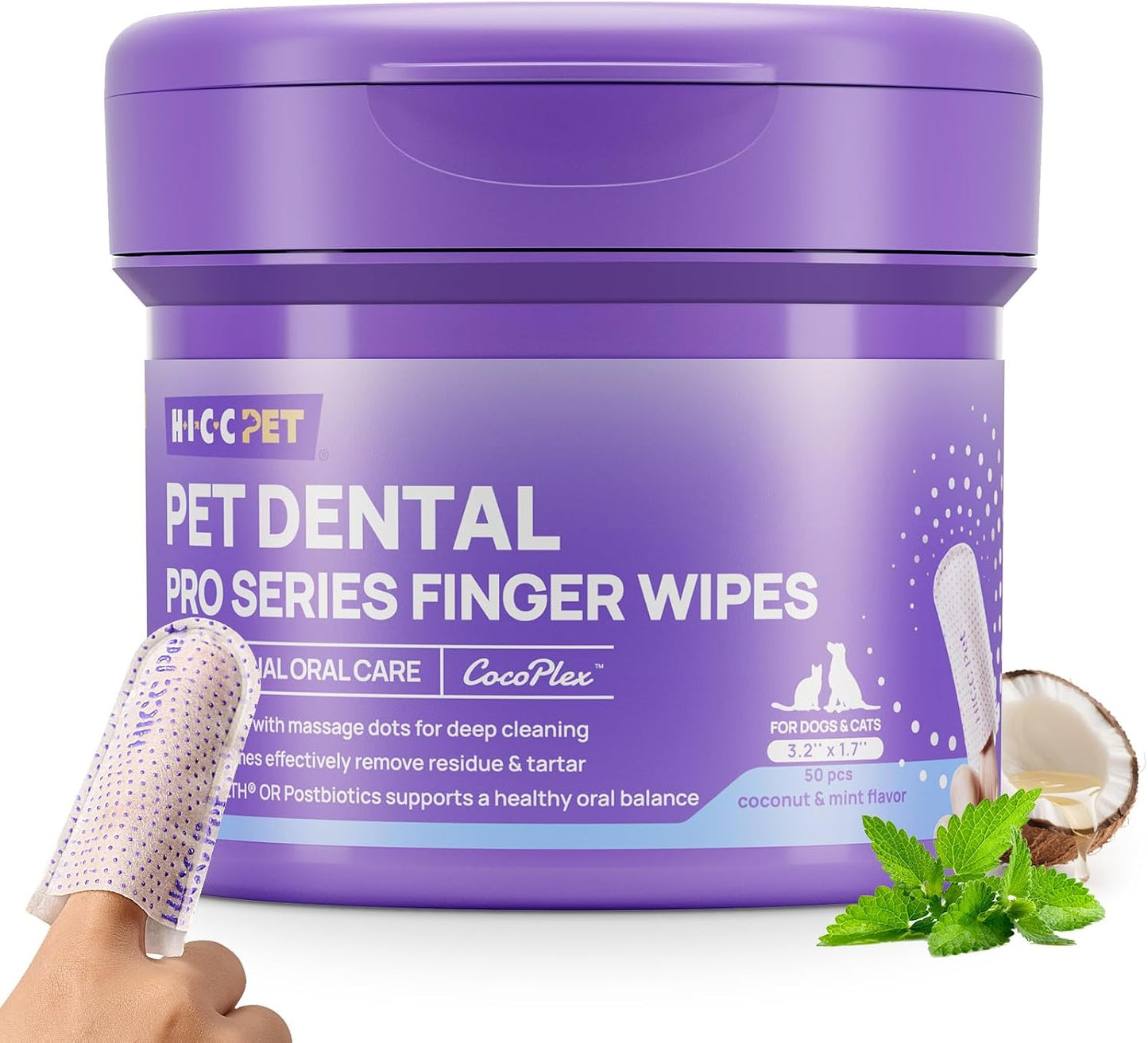 HICC-PET-Pro-Finger-Wipes-for-Dogs-&-Cats,-Mint,-50-Count-|-1555