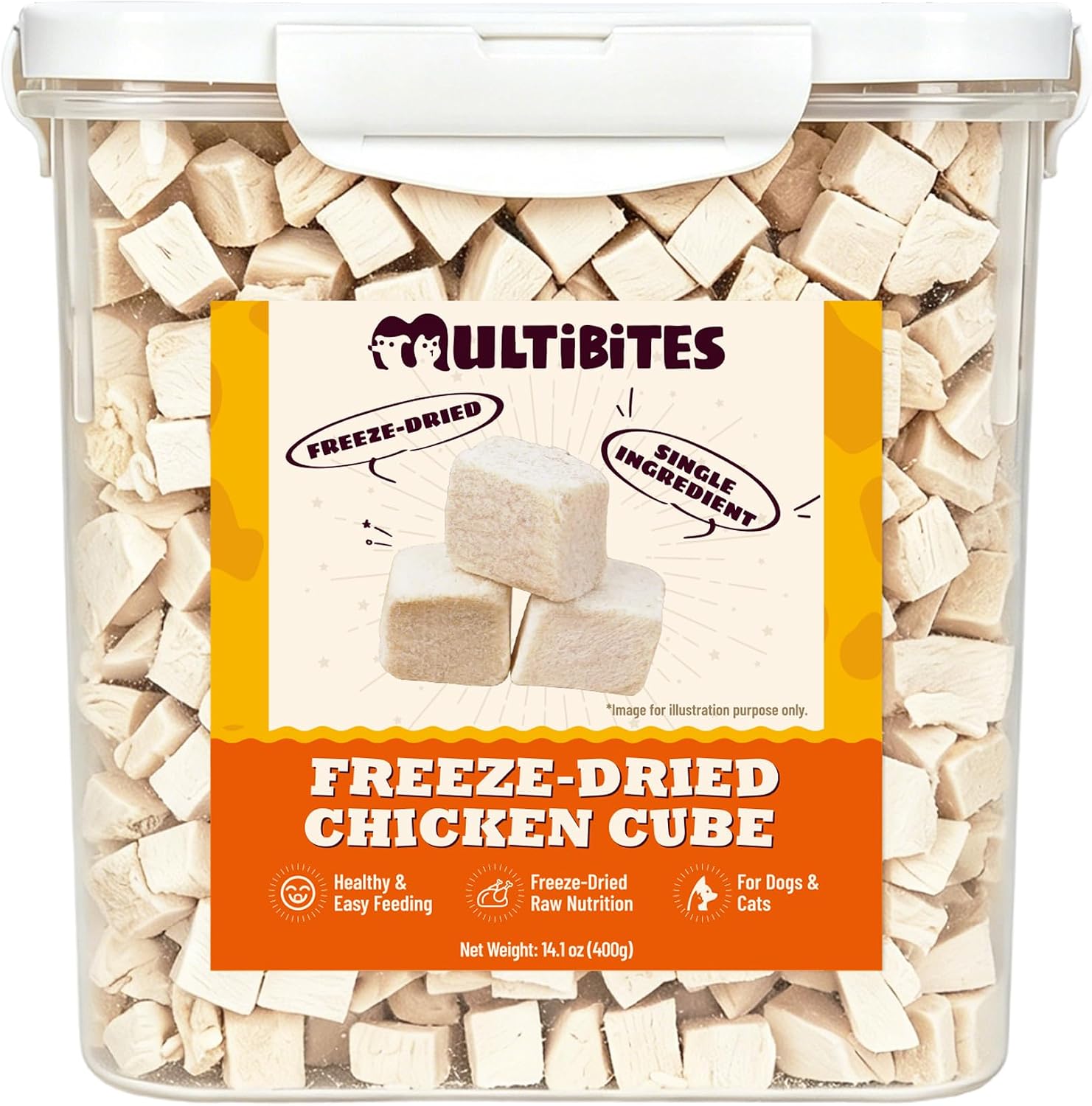 14.1-oz-Freeze-Dried-Chicken-Cubes-for-Dogs-&-Cats,-Single?Ingredient-High?Protein-Grain-Free-Treats,-166