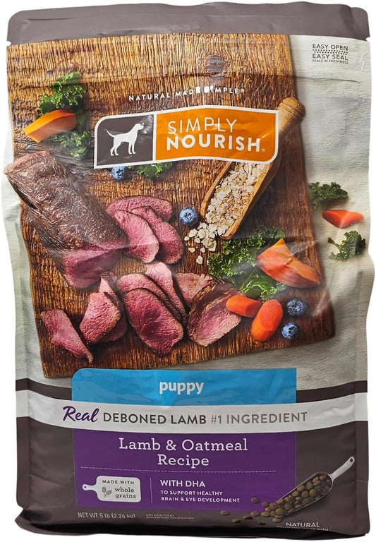 SIMPLY-NOURISH-Puppy-Lamb-and-Oatmeal-Dry-Dog-Food,-5-Pound-Bag---862
