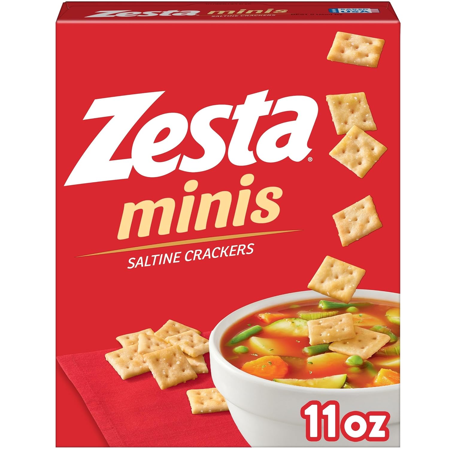 Zesta-Minis-Saltine-Crackers,-Soup-Crackers,-Lunch-Snacks,-Original,-11oz-Box--(1-Box)---1066