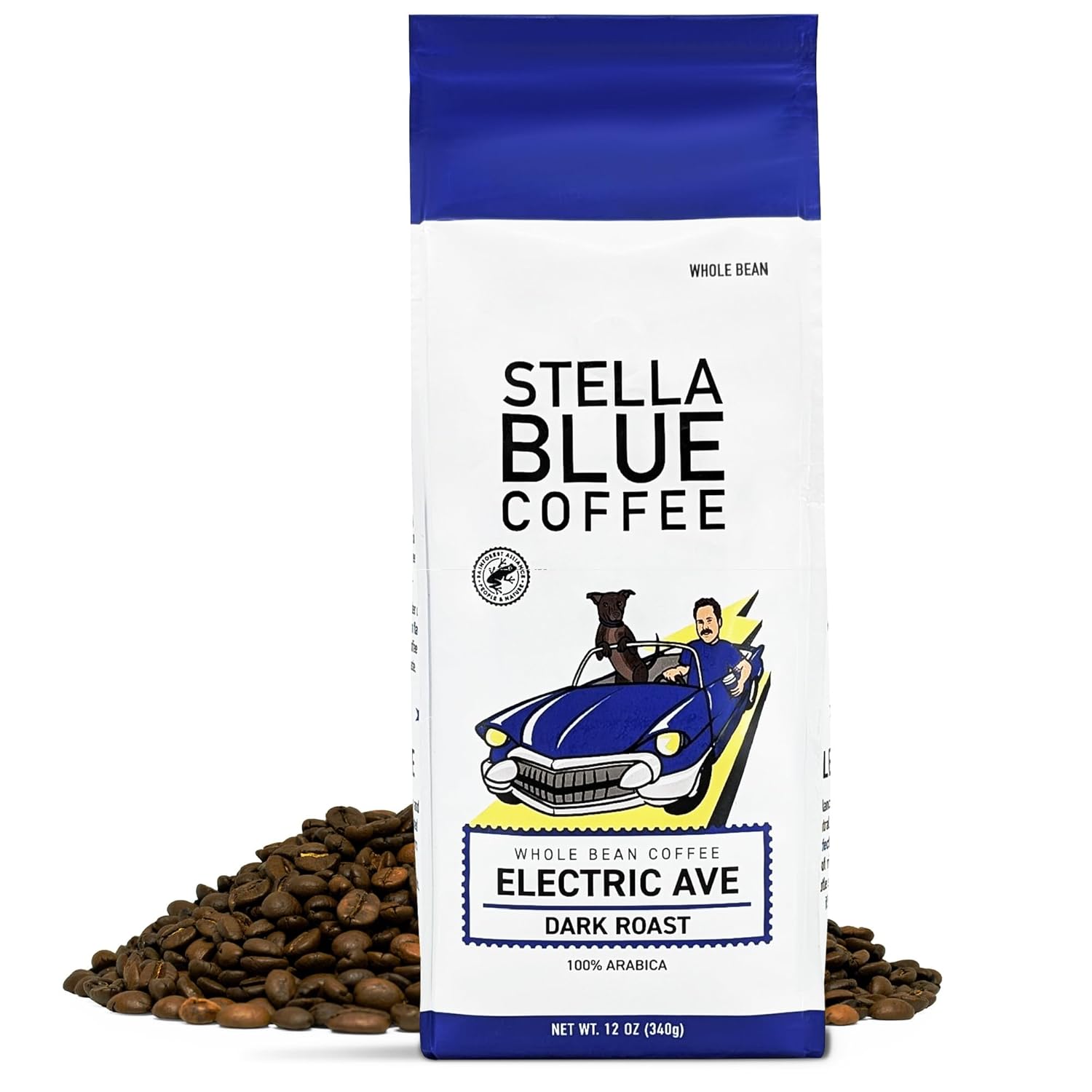 Stella-Blue-Whole-Bean-Coffee,-Electric-Avenue-Blend,-Dark-Roast,-Toffee-Dark-Chocolate,-1086