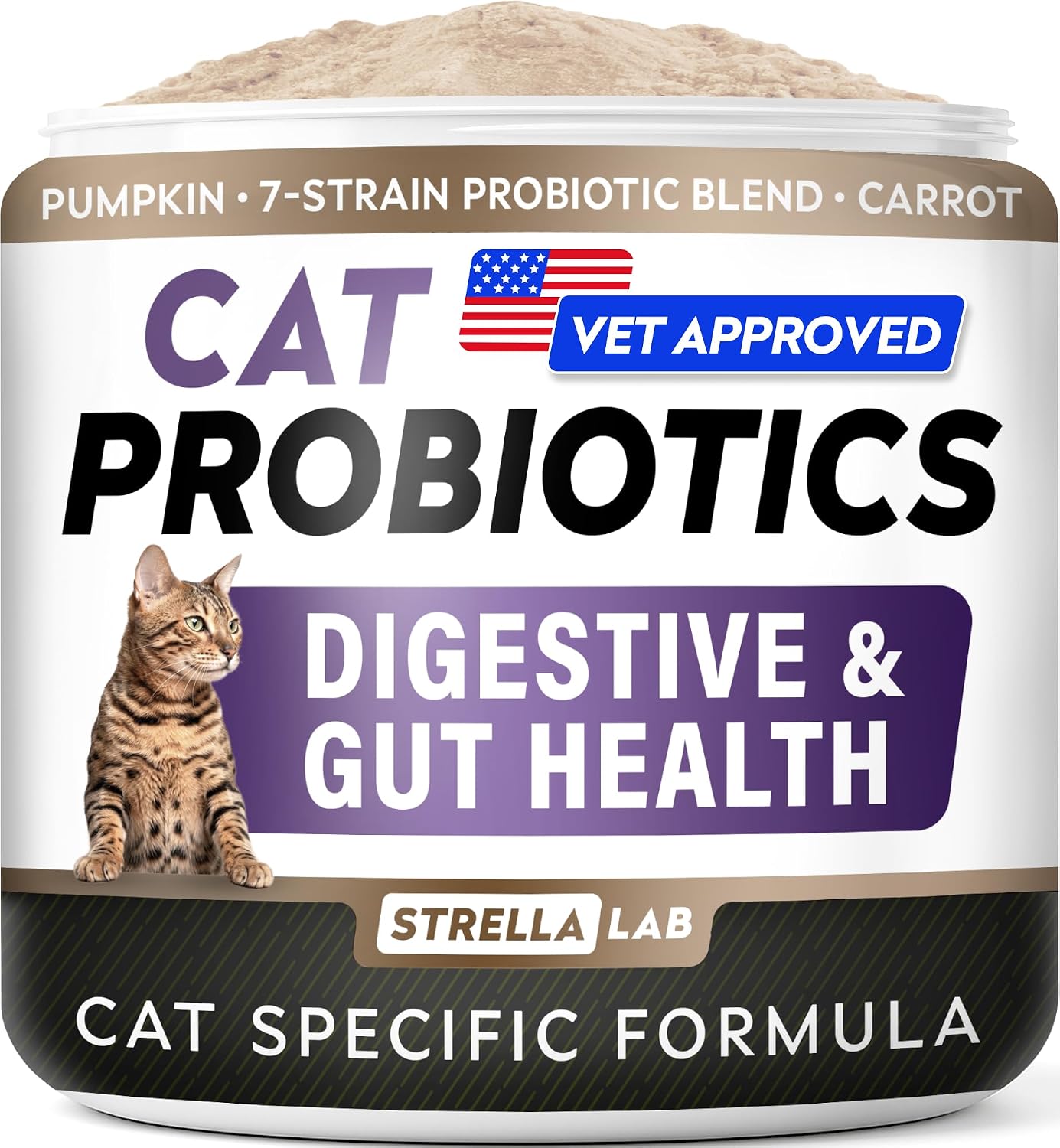 STRELLALAB-Cat-Probiotics-Powder,-108-Scoops-–-Daily-Probiotic-for-Cats-|-Immunity,-1380
