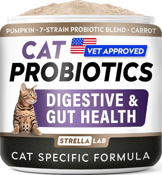 STRELLALAB-Cat-Probiotics-Powder,-108-Scoops-–-Daily-Probiotic-for-Cats-|-Immunity,-1380