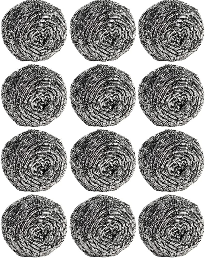12Pcs-Steel-Wool-Scrubber-Pads-for-Cleaning-Dishes,-Pans,-Pots,-Ovens,-Grills,-Sinks---Stainless-1773