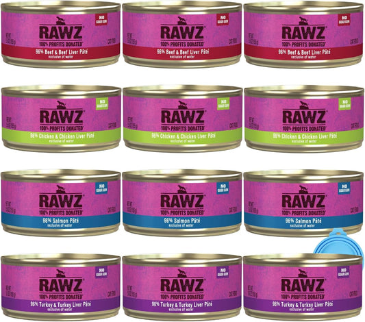 Rawz-Natural-Premium-Canned-Cat-Wet-Food-Pate-12-Pack-Variety---Flavors-(Turkey,-&479