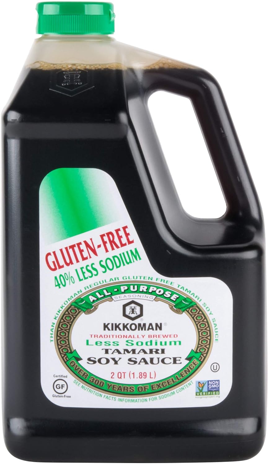 Kikkoman-Less-Sodium-Gluten-Free-Tamari-Soy-Sauce-0.5-Gallon-Container---1904