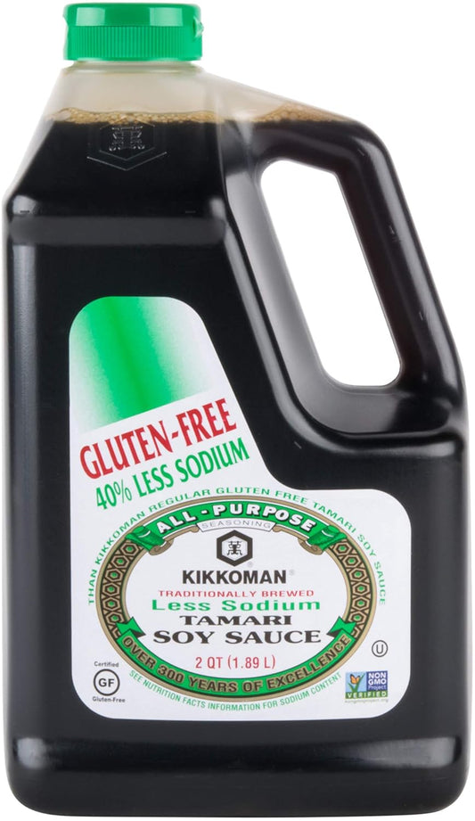 Kikkoman-Less-Sodium-Gluten-Free-Tamari-Soy-Sauce-0.5-Gallon-Container---1904
