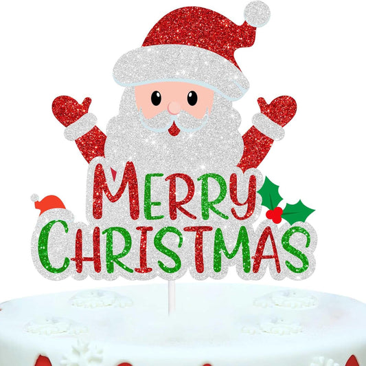 Merry-Christmas-Cake-Topper,-Santa-Claus-funny-4246