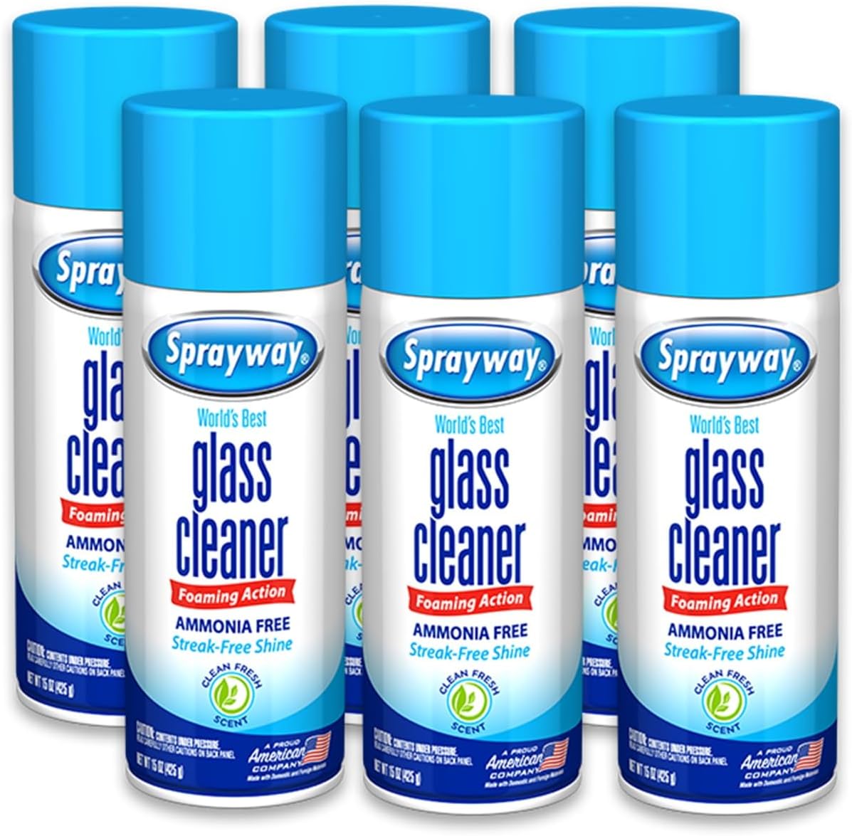 Sprayway-Glass-Cleaner-Foaming-Aerosol-Spray,-15oz,-Pack-of-6-|-Ammonia-Free,-Streakless,-Fast-Acting-|-2092
