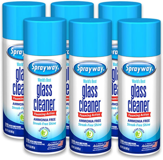 Sprayway-Glass-Cleaner-Foaming-Aerosol-Spray,-15oz,-Pack-of-6-|-Ammonia-Free,-Streakless,-Fast-Acting-|-2092