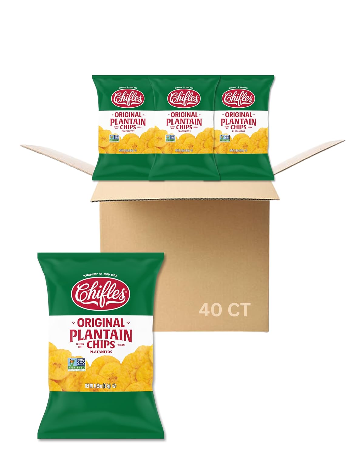 CHIFLES-Original-Plantain-Chips,-Individual-Snack-Bags,-0.65-Oz,-Pack-of--40-|-Crunchy-Plantain-698