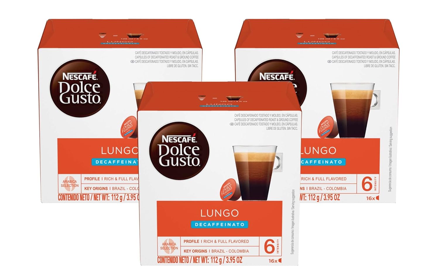 Nescafe-Dolce-Gusto-Coffee-Pods,-Lungo-Decaffeinato,-16-capsules,-Pack-of-3---1389