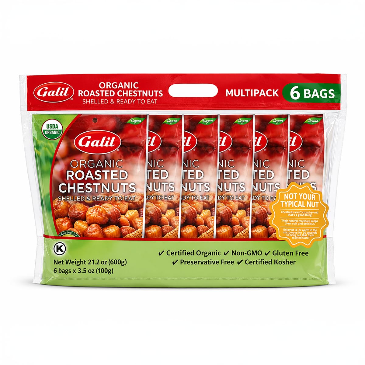Galil-Organic-Roasted-Chestnuts-Peeled-&-Ready-to-Eat---3.5oz--Bag-of-6-Organic,-464