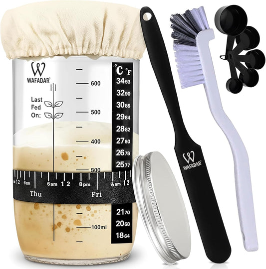 W-WAFADAR-Sourdough-Starter-Jar-Kit-–24-oz-Glass-Jar-with-Date-Feeding-Thermometer,-1294