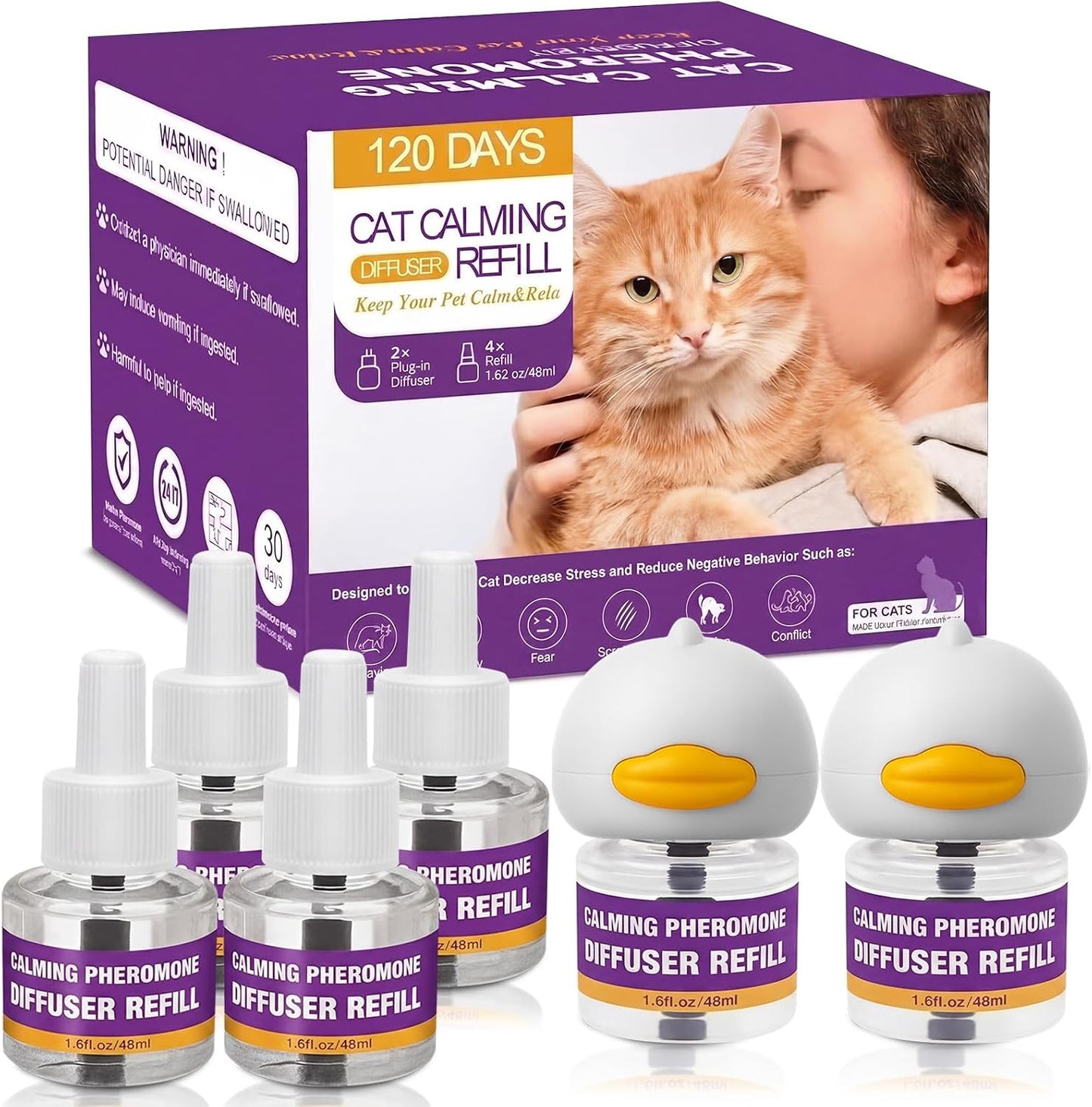 Cat-Calming-Pheromone-Diffuser-Kit,-2-Plug-Ins-+-4-Refills-(48ml-Each),Long-Lasting-Stress-1569